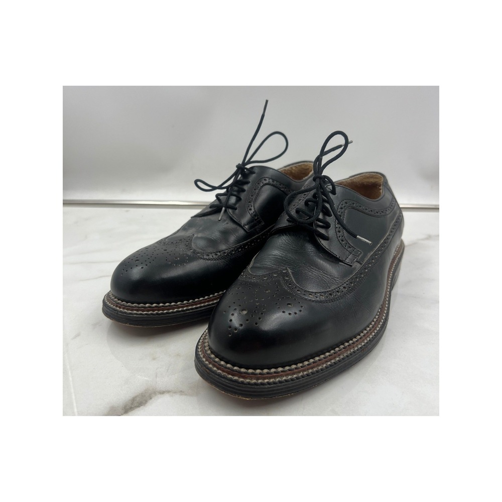 Orsi Shoes Mens Sz 9 Black Leather Wingtip Brogue Oxford Dress Lace Up
